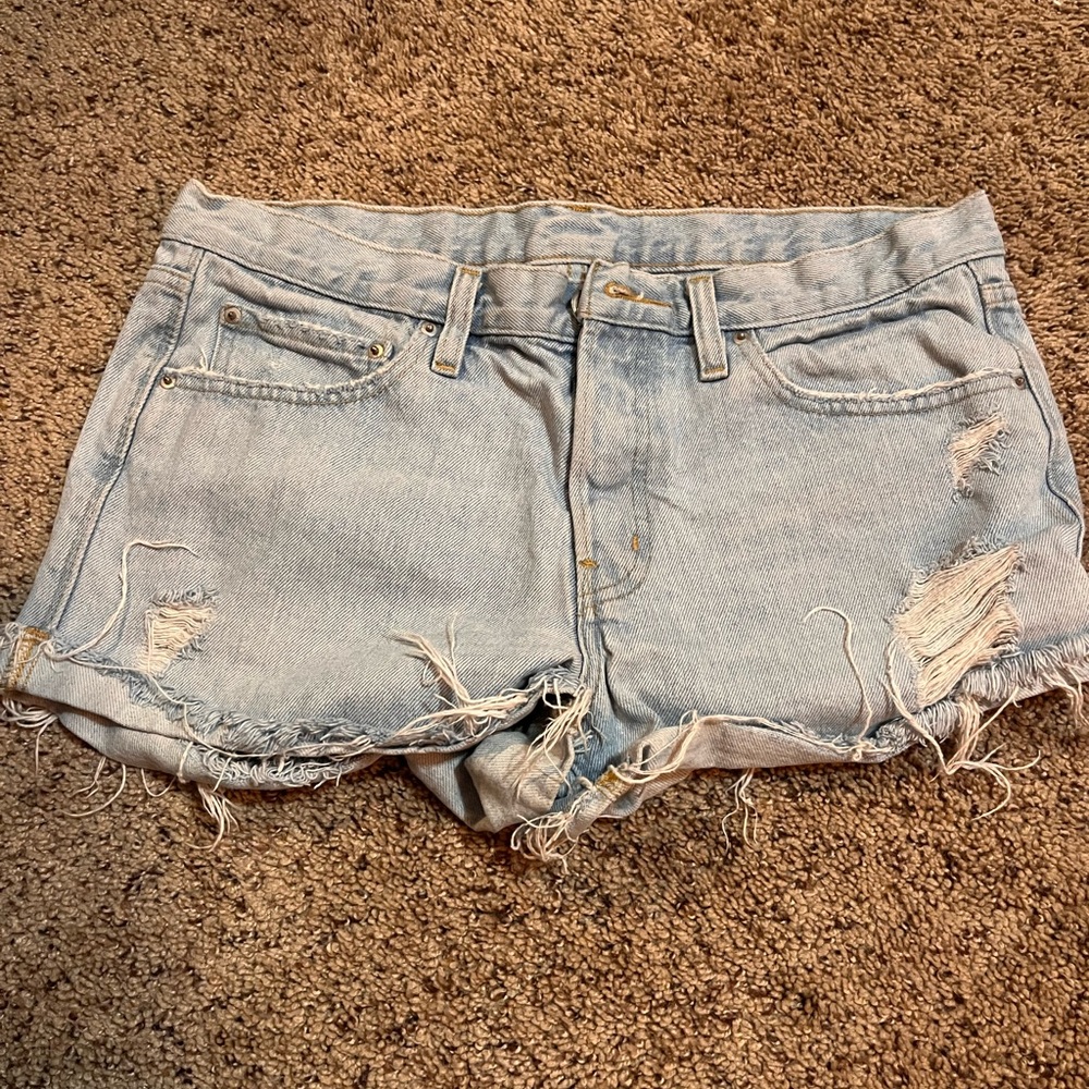 BDG Light Blue Ripped Jean Shorts